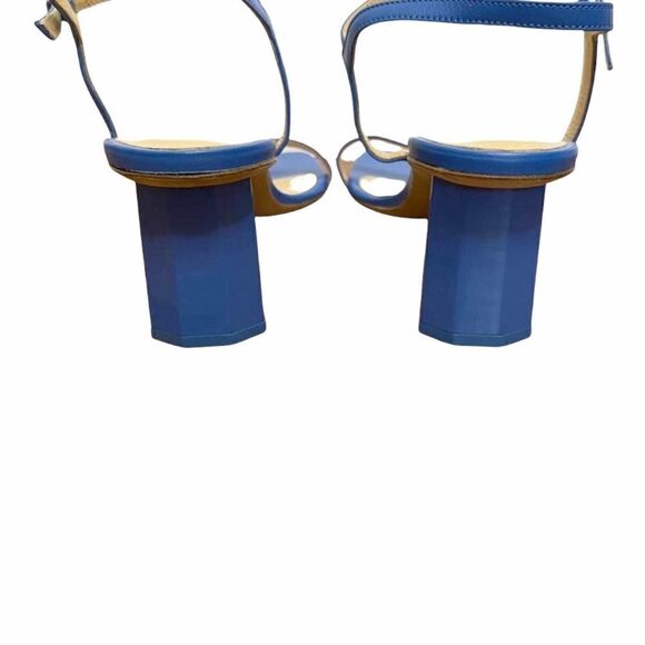 𝅺by FAR Magnolia Ankle Strap Handmade Leather Heeled Sandals Marine Blue - Picture 6 of 8